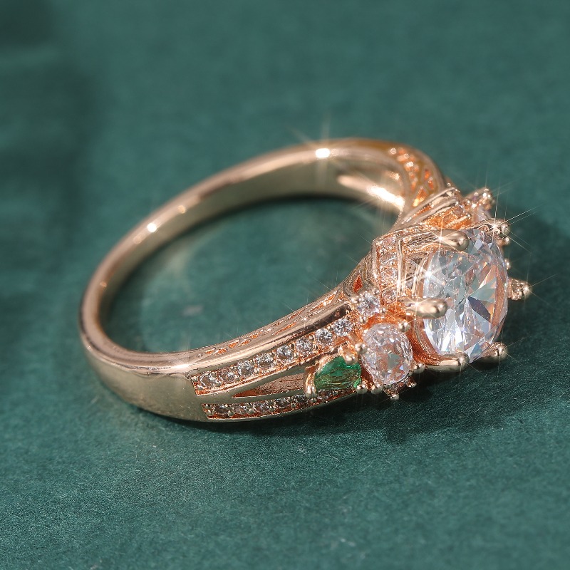 Women's Elegant Retro Colored Engagement Ring, Gift for Her